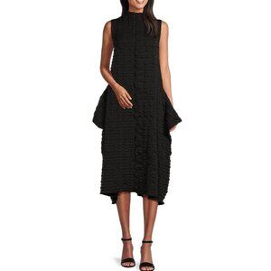 Ic By Connie K Black Sleeveless Textured Bubble Check Woven Mock Neck S City